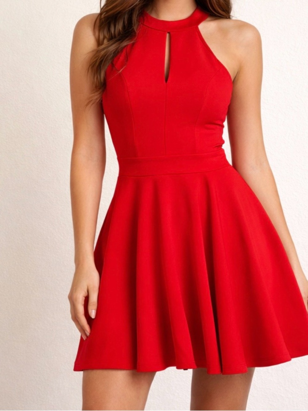 B Darlin Red Halter Skater Dress